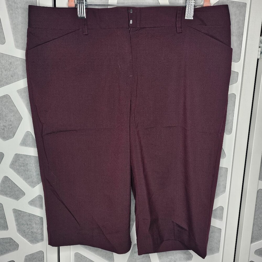 Express Design Studio Women Burgundy Solid Dress Crop Pants Size 8